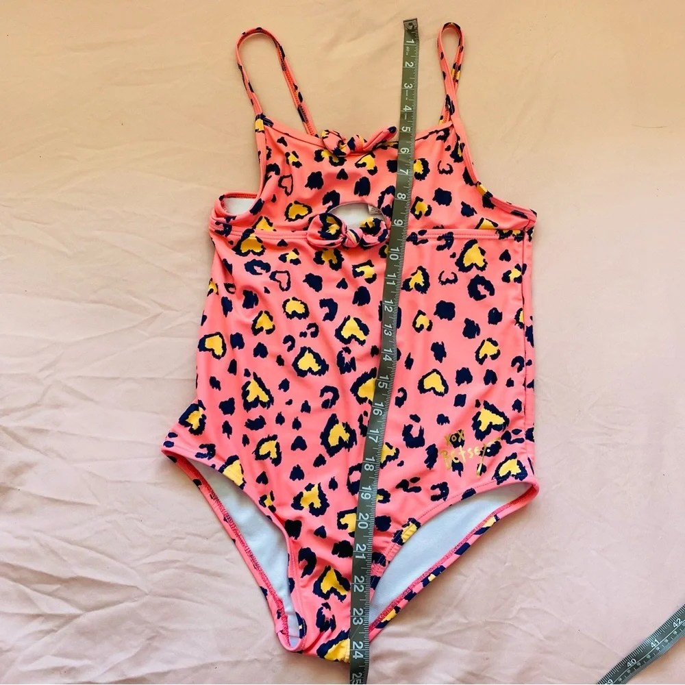 💛 Betsey Johnson Cheetah Girls Onepiece Swimsuit Pink Hearts Bow Bikini Cutout